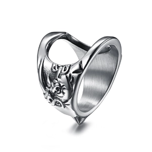 Retro rhino head stainless steel self-defense ring with vintage punk carved details