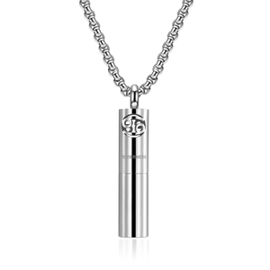 Ciondolo per Aromaterapia in Acciaio Inossidabile Zodiaco Cilindrico Porta Profumo Gioielli Commemorativi Regalo Donna Uomo