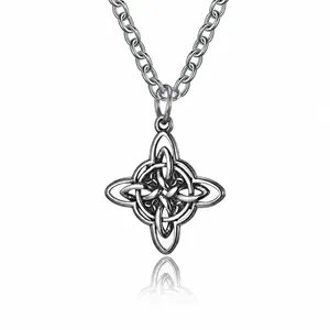Vintage Edelstahl Keltischer Knoten Anhänger Halskette Hexenknoten Kreuz Anhänger Schmuck Für Herren Damen Alltag Party Dekor