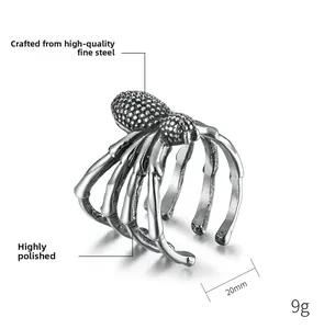 Detailed macro view showing the textured back and legs of the vintage spider ring