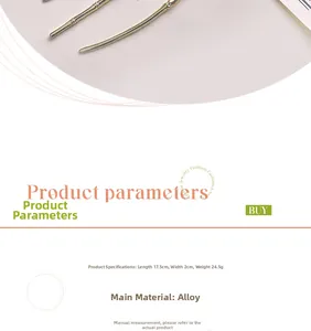 Detail view of gold alloy bamboo hairpin with specific measurements of 17.5cm and 24.5g