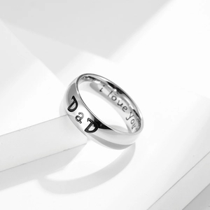 Polished stainless steel ring with DAD and I Love You laser engraving for gift