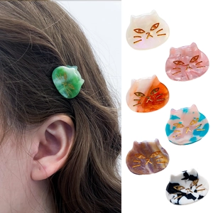 Cute cat acetate hair claw clips for girls in various colorful patterns and finishes