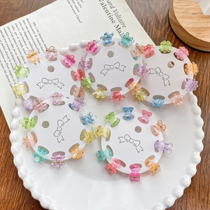 Kids Mini Flower Rabbit Crown Claw Clips Candy Color Glitter Jelly Resin Small Hair Clips For Girls Sweet Hair Accessories