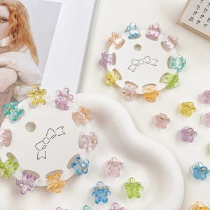 Set of 10 mini flower hair claws with glitter finish in colorful macaron jelly colors