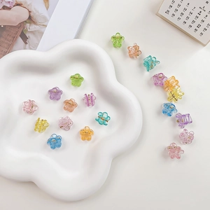Set of 10 mini flower hair claws in glitter jelly colors for women and girls