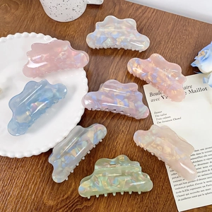 Cloud Shape Iridescent Mermaid Hair Claw Clip For Women High-End Phantom PVC Large Shark Clip Elegant Hair Accessories