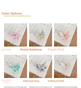 Détails de six pinces à cheveux papillon en acétate aux couleurs pastel translucides