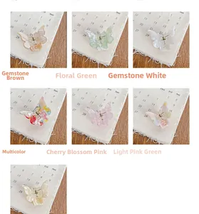 Détails de mini pinces à cheveux papillon multicolores avec texture marbrée en acétate