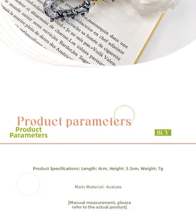 Detailed specifications of 4cm acetate hair claw clip showing dimensions and material features