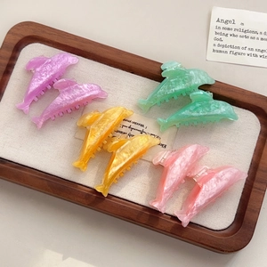 Acrylic Dolphin Hair Claw Clip Candy Color Glitter Small Hair Clamp For Women Girls Cute Animal Shaped Hair Styling Accessories