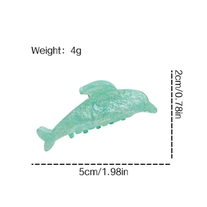 Sparkling green dolphin hair claw clip for girls, size 5cm 4g, made of lightweight acrylic