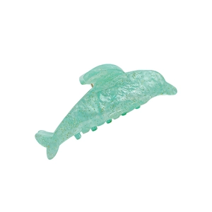 Sparkly mint green dolphin hair claw clip with glitter for women hair styling