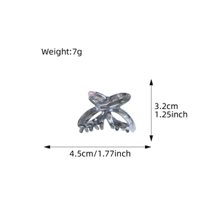 Mini acetic acid butterfly hair claw clip with grey marble pattern for elegant styling