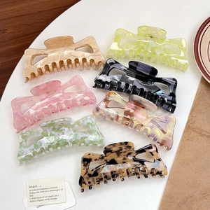 Pince à Cheveux Grande en Acétate de Cellulose Fait à la Main Élégant Motif Marbré Écaille de Tortue Accessoires Cheveux Femme