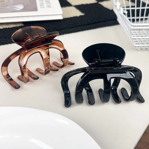 Large amber tortoise shell and solid black hair claws in an octopus clip design
