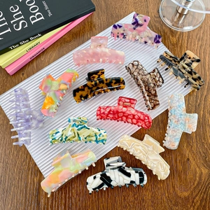French Style Cellulose Acetate Hair Claw Clip For Women Large Marble Tortoise Shell Shark Clip Strong Hold Fashion Hair Accessories