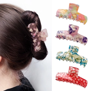 French style acetate hair claw clips for women featuring various floral patterns