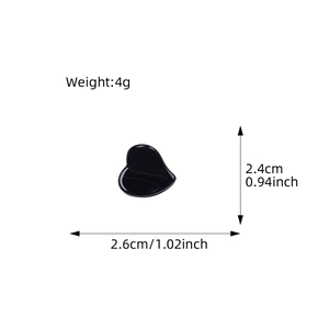 Mini black acetate heart hair claw clip measuring 2.6cm by 2.4cm with 4g weight detail