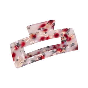 Grande pince à cheveux rectangulaire en acrylique marbré au design élégant pour femme
