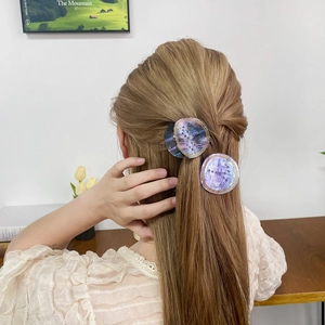 Lot de pinces à cheveux en marbre violet dégradé avec strass bleus et bordure dorée