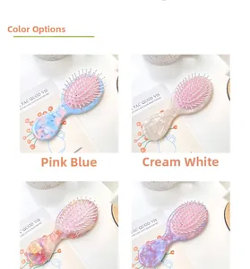 Détails des brosses à cheveux à coussin d'air en acétate aux motifs floraux et marbrés