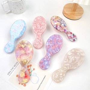 Mini brosses à cheveux à coussin d'air en acétate, six couleurs marbrées pour massage