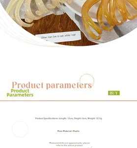 Detail showing dimensions of 13cm extra large cream and amber octopus hair claw clips