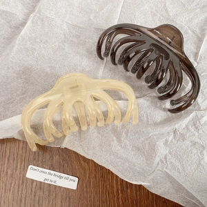 Extra large octopus hair claw clips for thick hair in dark coffee and cream colors