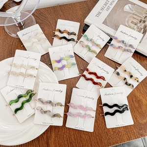 Wavy Acetate Hair Clips For Women Elegant Marble Tortoise Shell Bobby Pins Handmade Wave Hairpins Side Clips Hair Accessories