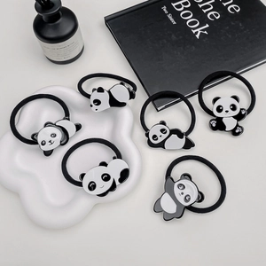 Cartoon Panda Haargummis Süße Acetat Tier Muster Haaringe Hochelastische Haarbänder Für Damen Mädchen Täglich Haarschmuck