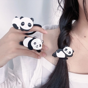 Cartoon Panda Haargummi mit schwarz-weißem Acetat-Anhänger und elastischem Band