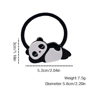 Süßes Panda-Haargummi für Damen mit Cartoon-Acetat-Anhänger und elastischem Band