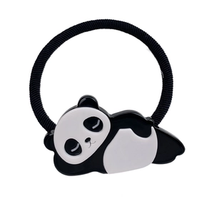 Niedliches Cartoon Panda Haargummi für Damen aus langlebigem, elastischem schwarzem Webseil