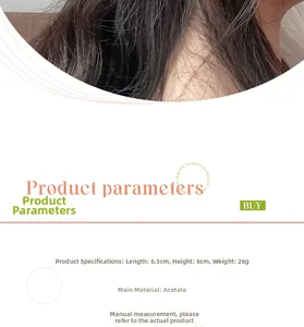 Detailed specifications of the flower acetate hair claw clip measuring 6.5x6cm and 26g