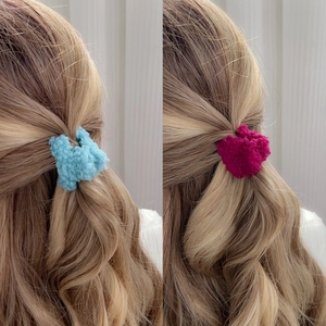 Lot de chouchous en peluche bleu clair et rose rouge pour accessoires de coiffure