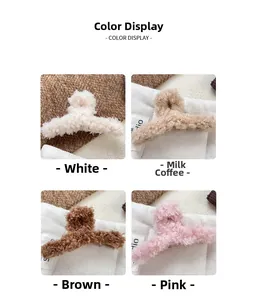 Pinces à cheveux en peluche blanc, abricot, marron et rose avec texture laine