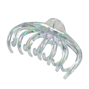 Iridescent mermaid hair claw clip in colorful acrylic with strong grip for women