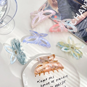 Pince à Cheveux Papillon Élégante Grande Barrette en Acrylique Texture Marbre Prise Forte Accessoires Cheveux Femme