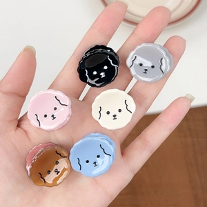 Set of 6 cute colorful cartoon puppy hair clips made of glossy acetate resin