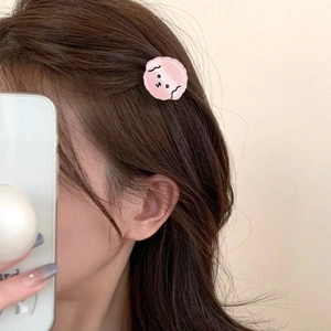 Cute pink puppy acetate hair claw clip for girls, stylish side fringe accessory for daily wear