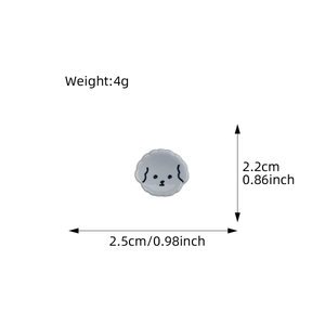 Cute gray acetate puppy hair claw clip with cartoon dog face and detailed dimensions