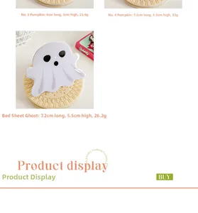 Dimensions détaillées des pinces à cheveux Halloween fantôme et citrouille de tailles variées