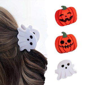 Pinces à cheveux Halloween citrouille et fantôme blanches et oranges pour coiffures