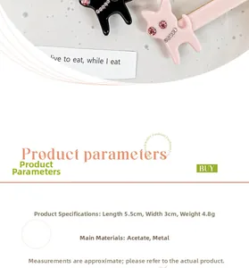 Spécifications détaillées de la barrette chat en strass mesurant 5,5 cm par 3 cm