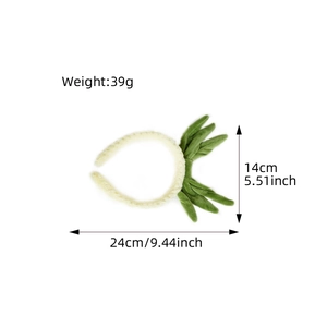 Cute panda plush headband with size measurements and 39g weight specs for face washing