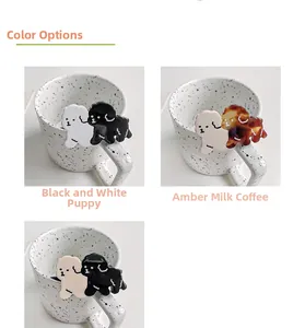 Detailed view of cute acetate dog hair clips in black, amber and pink finishes
