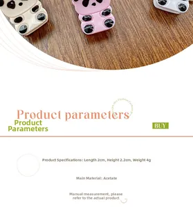 Makroaufnahme der Cartoon Panda Acetat Haarklammer mit Maßen von 2cm x 2,2cm Detail