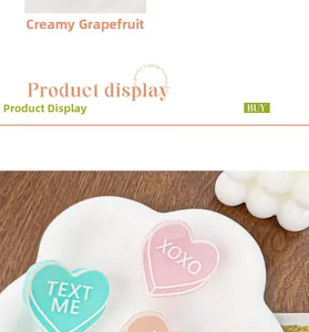 Détails des pinces à cheveux en forme de cœur en acrylique rose pastel et vert crème doux