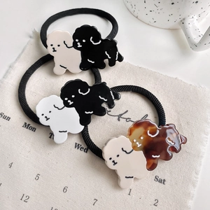 Cute Cartoon Dog Plastic Resin Hair Ties High Elasticity Puppy Ponytail Holder Hair Rope Cartoon Headwear For Girls Women